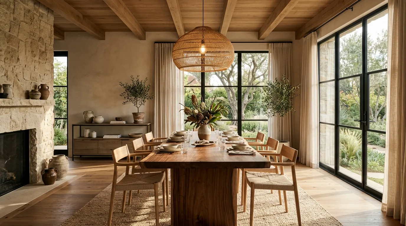 Use contrast carefully so the room still feels serene inspiration for an organic modern dining room.